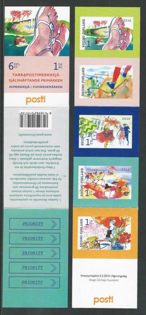 Finland 2016 On summer vacation set of 5 stamps in booklet with labels MNH