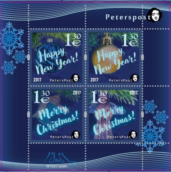 Finland 2017 Merry Christmas and Happy New Year! Peterspost Set of 4 stamps in block MNH