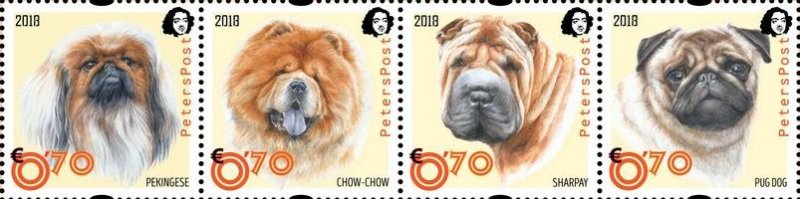 Finland 2018 Year of Dog Chinese New Year Peterspost strip of 4 stamps MNH - Image 1