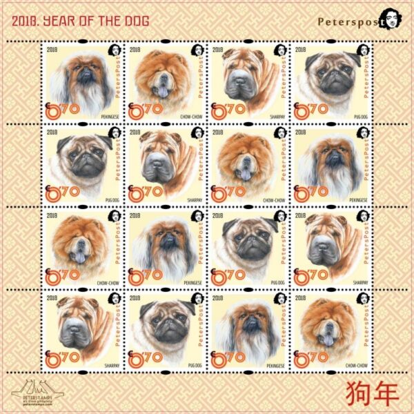 Finland 2018 Year of Dog Chinese New Year Peterspost sheetlet of 4 strips MNH