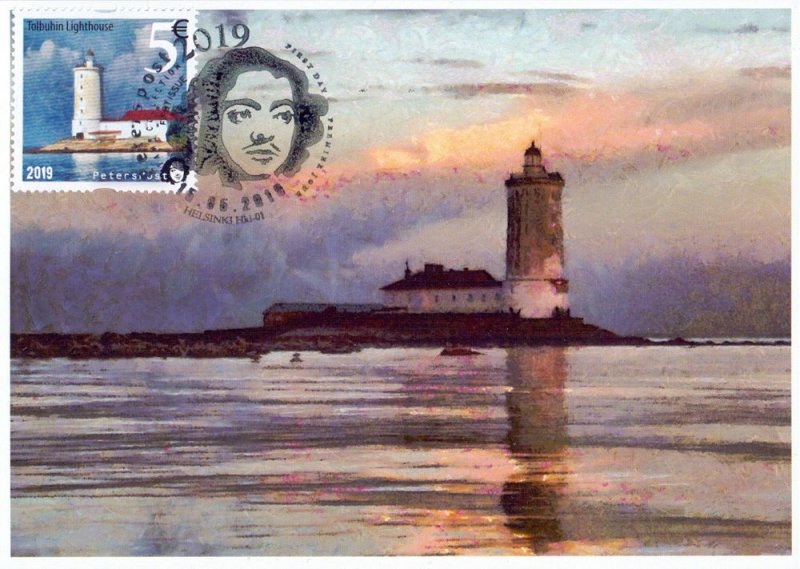 Finland 2019 Tolbuhin lighthouse 300 Years (oldest Russian lighthouse in Finnish gulf) Peterspost Maxicard - Image 1