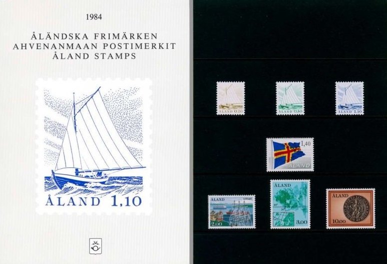 Aland Islands Åland Finland 1984 First stamps Stamps Year set in official souvenir folder MNH - Image 1