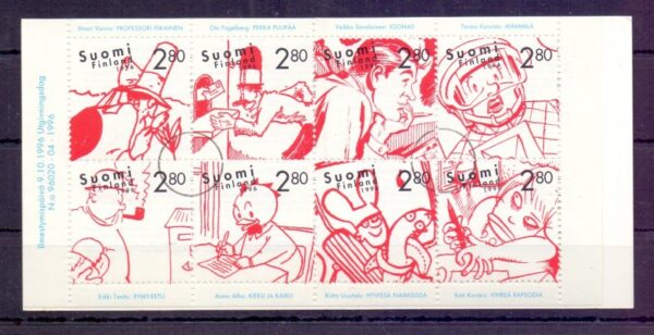 Finland 1996 100 years of comics. Mi 1357-1364 in H-blatt MNH(**) PROOF! cancellation!!!