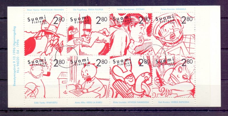 Finland 1996 100 years of comics. Mi 1357-1364 in H-blatt MNH(**) PROOF! cancellation!!! - Image 1