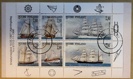 Finland 1997 Sailing ships Booklet with PROOF RARE 'blind' typografic cancellation