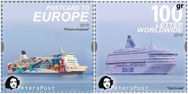 Finland 2019 Modern ships of the Baltic sea Peterspost set of 2 stamps mint