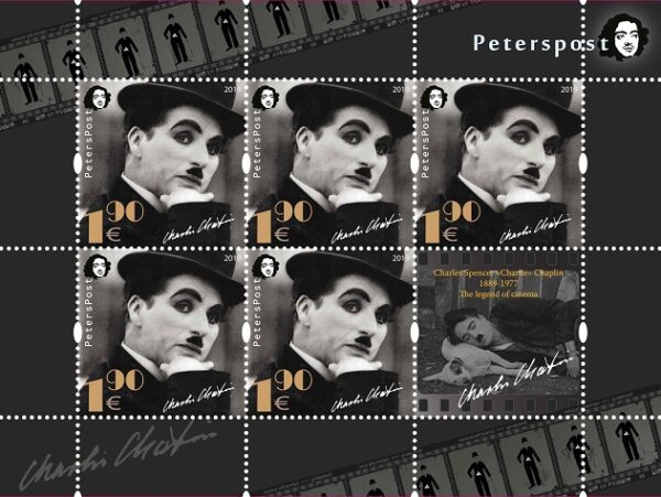 Finland 2019 Charlie Chaplin the legend of cinema Peterspost sheetlet of 5 stamps with label MNH