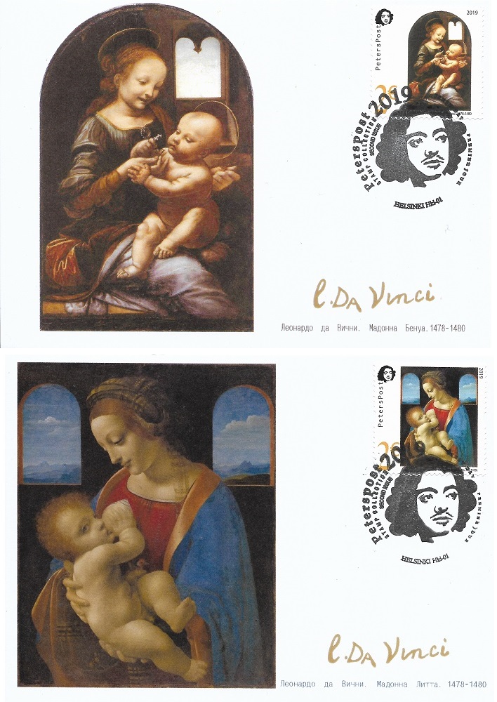 Finland Finnland Finlande 2019 Leonardo da Vinci 500 years from the date of death Peterspost set of 2 maxicards - Image 1