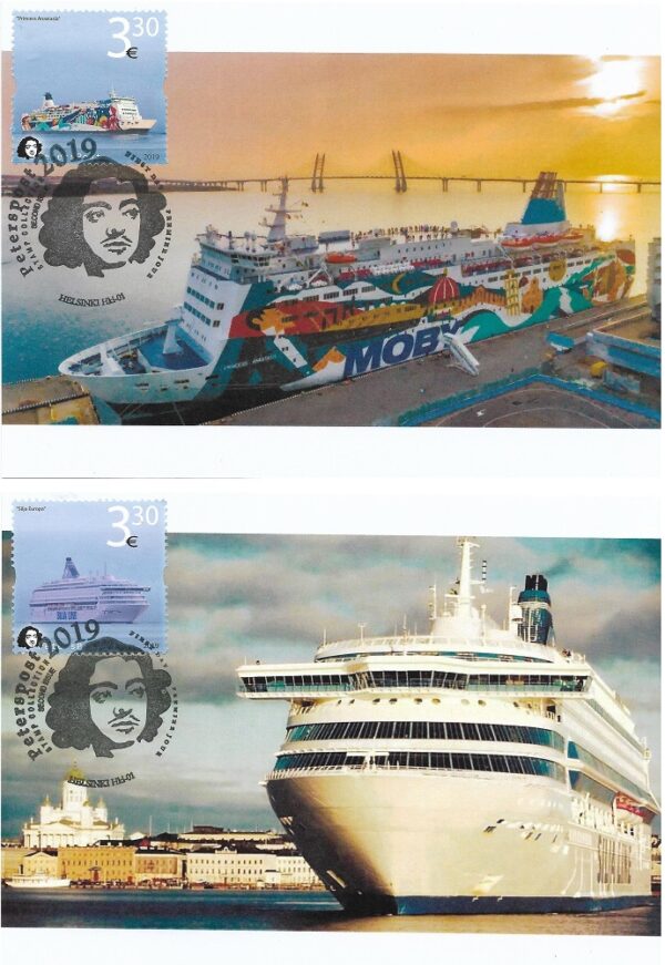 Finland 2019 Modern ships of the Baltic sea set of 2 maxicards