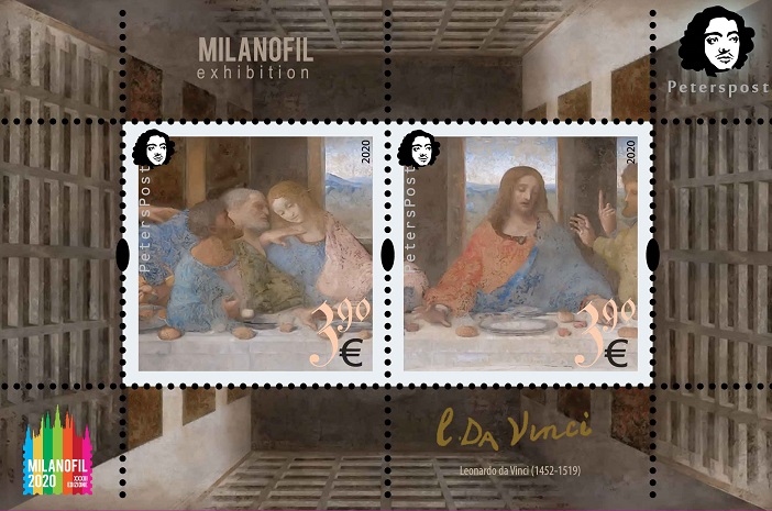Finland 2020 Leonardo da Vinci 500 years from the date of death 'The Lord's Supper' MILANOFIL-2020 Peterspost block MNH - Image 1