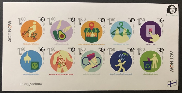Finland 2020 ActNow joint-issue Peterspost set of 10 imperforated stamps in block MNH - Image 1