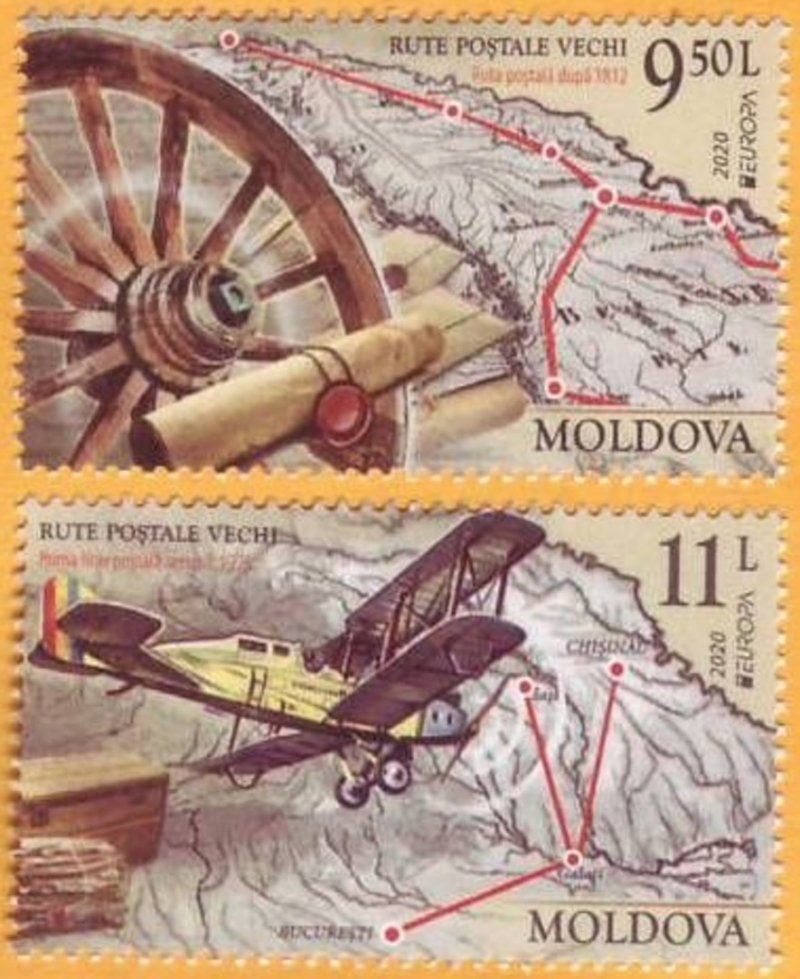 Moldova 2020 Europa CEPT Old post routes set of 2 stamps MNH - Image 1