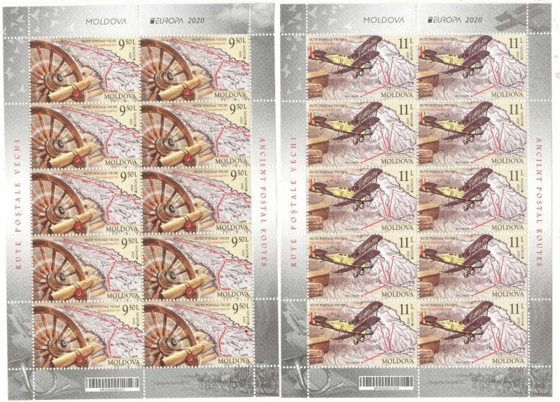 Moldova 2020 Europa CEPT Old post routes set of 2 sheetlets MNH - Image 1
