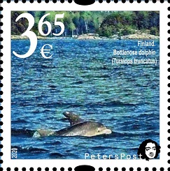 Finland. Peterspost. Fauna. Wild life. 'Memorable facts', Bottlenose dolphin (Finnish gulf, Baltic sea), stamp