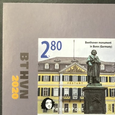 Finland 2020 BTHVN 250 anniversary monument in Bonn (Germany) Peterspost imperforated stamp (rare) mint