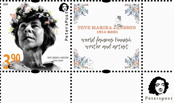 Finland Finnland Finlande 2020 Tove Jansson world famous writer and artist National Art Day Peterspost stamp with label MNH