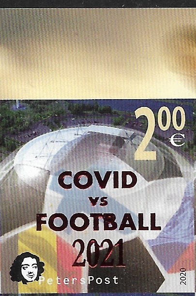 Finland 2021 Peterspost Qualifiers for the UEFA championship St.Petersburg Russia overprint COVID vs FOOTBALL imperf stamp