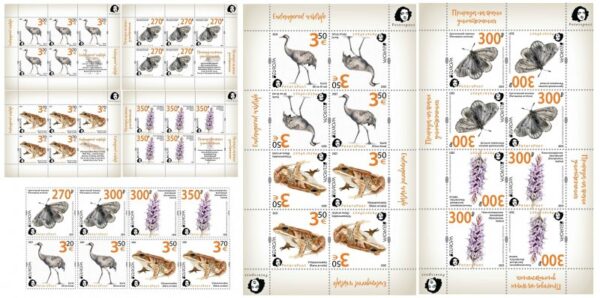 Finland and Russia 2021 Europa CEPT Endangered Wildlife super full set of Peterspost issue 8 stamps and 6 sheetlets MNH