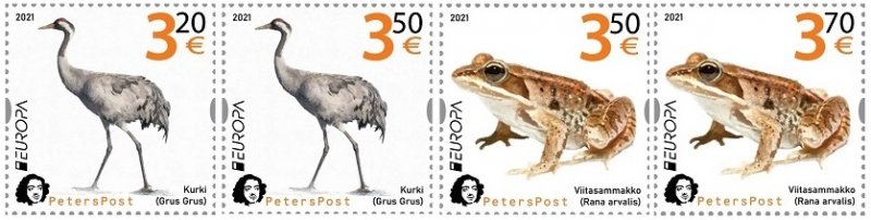 Finland 2021 Europa CEPT Endangered Wildlife Crane Frog Peterspost set of 4 stamps MNH - Image 1