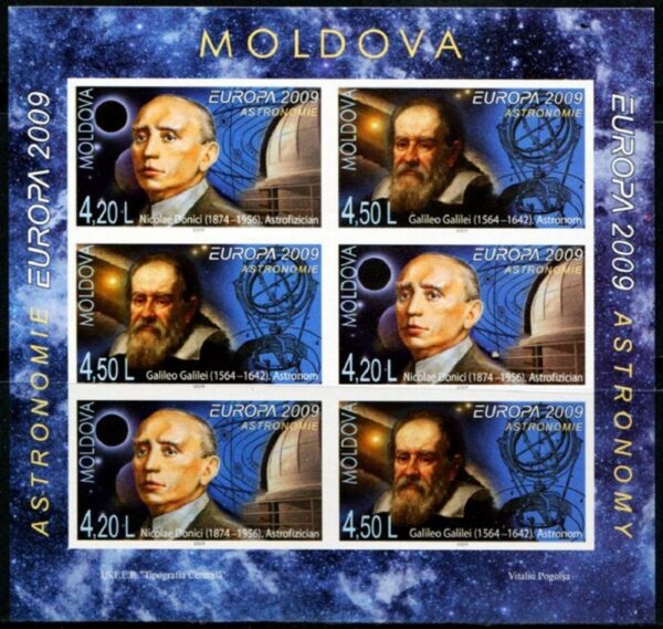 Moldova Moldavia 2009 Europa Astronomy Galileo Donici imperforated sheetlet MNH