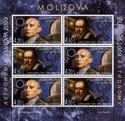 Moldova Moldavia 2009 Europa Astronomy Galileo Donici perforated sheetlet MNH