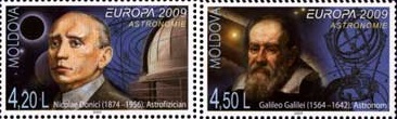 Moldova Moldavia 2009 Europa Astronomy Galileo Donici perforated set MNH