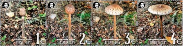 Finland 2021 Parasol mushroom a delicacy of gastronomy Peterspost strip of 4 stamps **