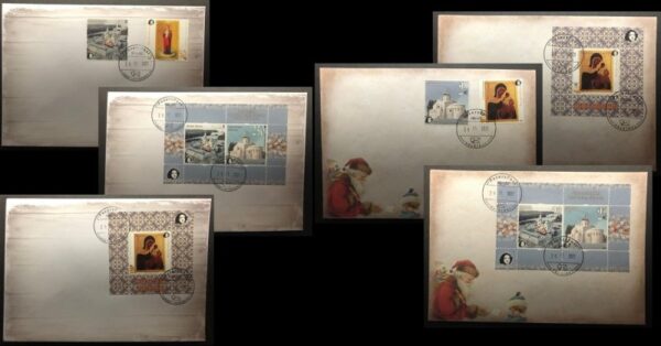 Russia and Finland 2021 Merry Christmas Valaam monastery Cathedrals and icons Peterspost full set of 6 FDC's
