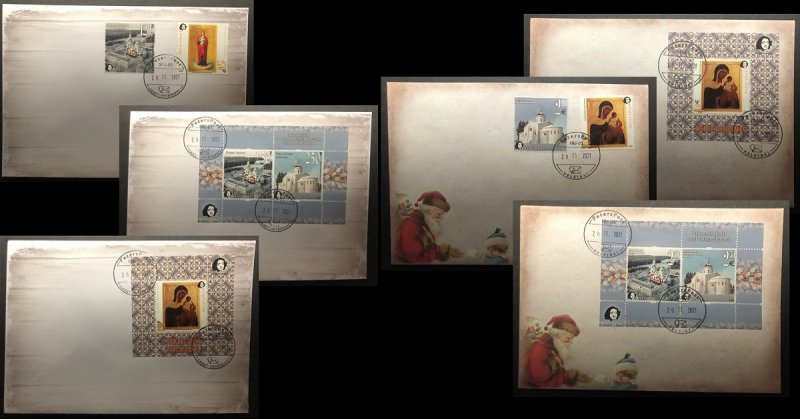 Russia and Finland 2021 Merry Christmas Valaam monastery Cathedrals and icons Peterspost full set of 6 FDC's - Image 1