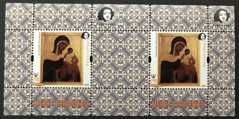 Finland 2021 Merry Christmas Valaam monastery Cathedrals and icons Peterspost sheetlet of 2 stamps and label - Image 1