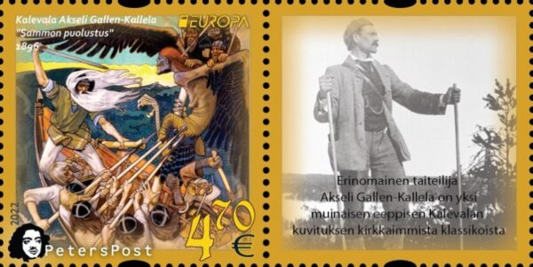Finland 2022 Europa CEPT Myths & Legends Kalevala Akseli Gallen-Kallela Peterspost stamp with label MNH