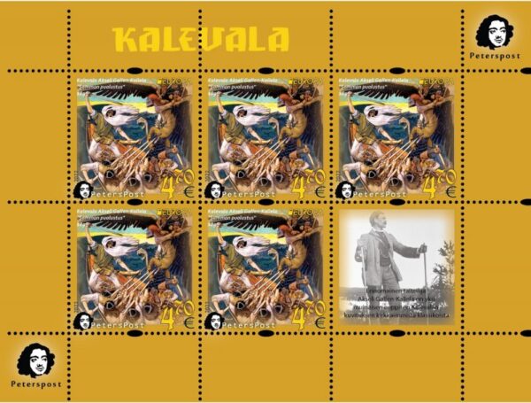 Finland 2022 Europa CEPT Myths & Legends Kalevala Akseli Gallen-Kallela Peterspost sheetlet of 5 stamps with label MNH