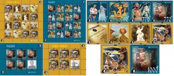 Finland and Russia 2022 Europa CEPT Myths & Legends Kalevala Sadko Peterspost full set of 10 stamps and 4 sheetlets perforated MNH