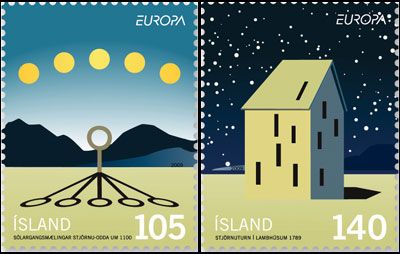 Iceland Island Istande 2009 Europa CEPT Astronomy set of 2 perforated stamps MNH