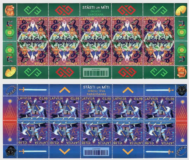 Latvia Lettland 2022 Europa CEPT Stories and Myths Set 2 sheetlets MNH - Image 1