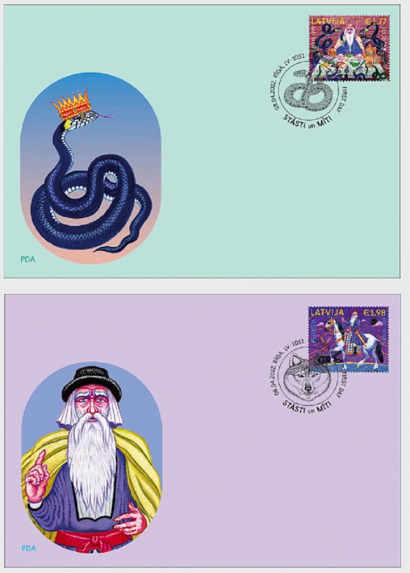 Latvia Lettland 2022 Europa CEPT Stories and Myths Set 2 FDC's - Image 1