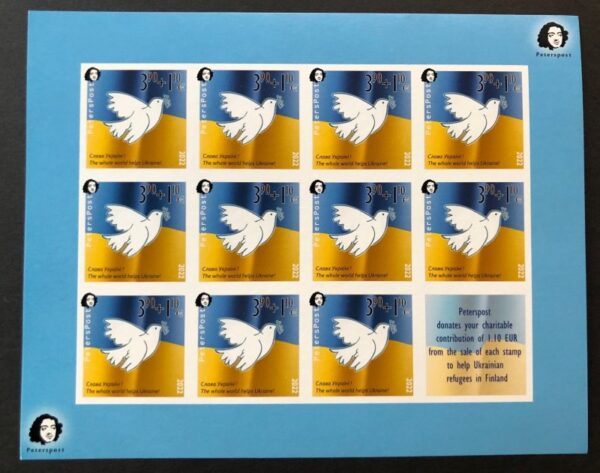 Finland 2022 No war! Help to Ukraine Peterspost imperforated sheetlet