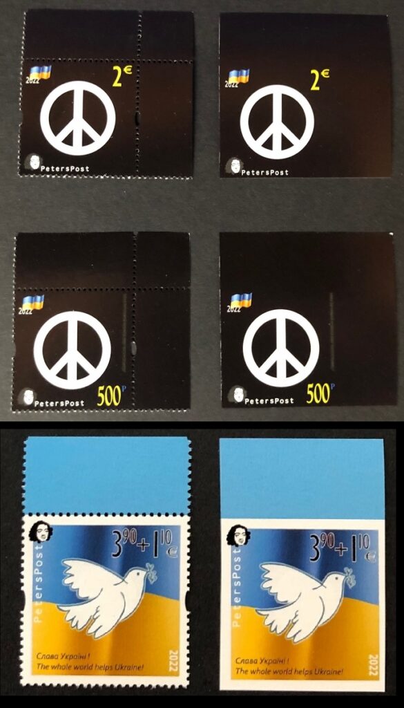 Finland and Russia 2022 No war ! 24.02.22 the black day in history Help to Ukraine full set of of 6 Peterspost's stamps perforated and limited edition imperforated