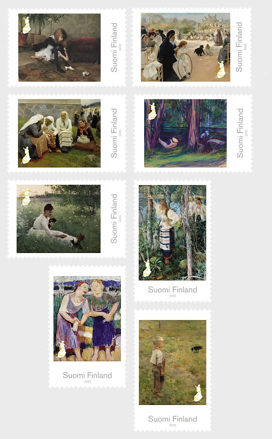 Finland 2022 Classic Finnish Paintings Posti set of 8 stamps MNH
