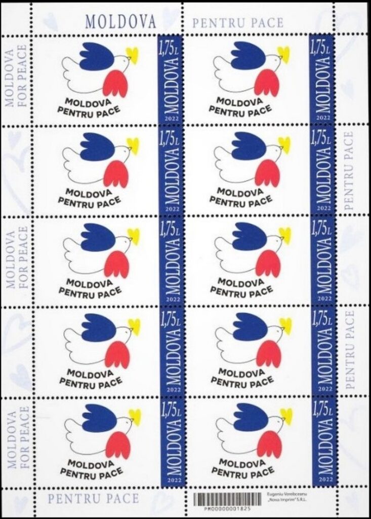 Moldavia Moldova 2022 Ukranian war Moldova for Peace! sheetlet of 10 stamps MNH