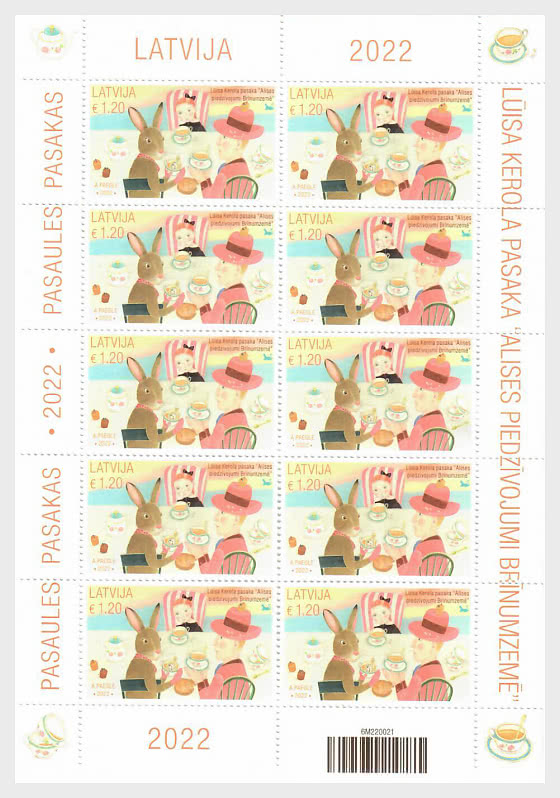Latvia Lettland 2022 Fairy Tales of the World Alice in Wonderland sheetlet of 10 stamps mint