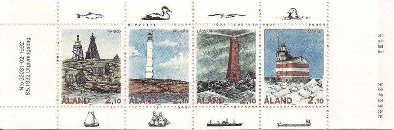 Aland islands Åland Finland 1992 Lighthouses of Baltic Sea booklet MNH - Image 1