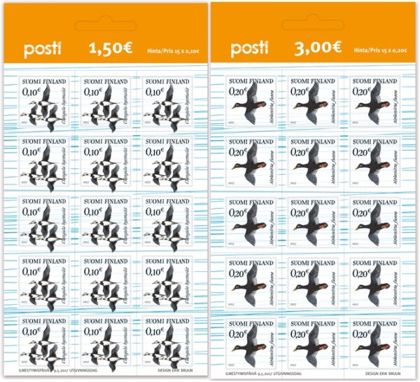 Finland 2017 definitives migration birds on the Baltic set of 2 sheetlets MNH