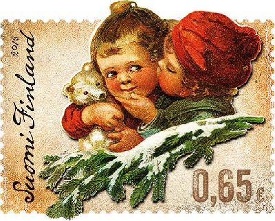 Finland 2013 vintage christmas 'christmas hugs' stamp mint