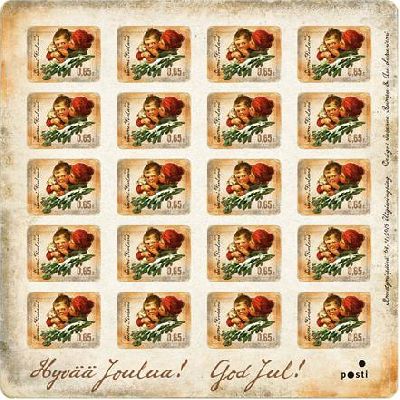 Finland 2013 vintage christmas 'christmas hugs' very fine design sheetlet