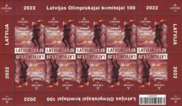 Latvia 2022 Centenary of Latvian Olympic Committee sheetlet MNH