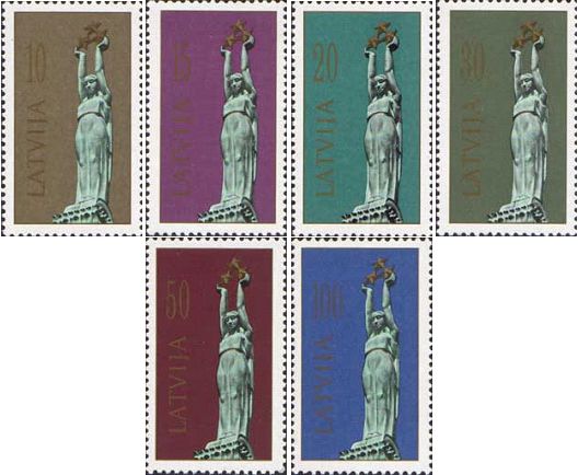 Latvia Lettland Lettonie 1991 Definitives Liberty monument in Riga set of 6 stamps MNH