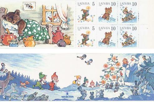 Latvia Lettland 1994 Christmas Stories by Margaret Staraste 2 stamp sets with label in booklet MNH
