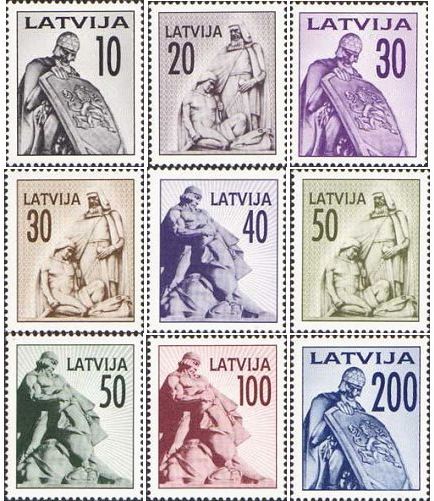 Latvia Lettland 1992 Definitives Lachplesis National epos monuments set of 9 stamps MNH