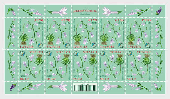 Latvia Lettland 2022 Latvian Fund for Nature Flower Sheet of 10 stamps